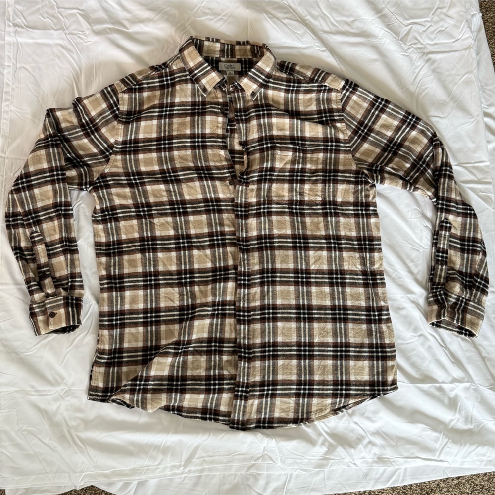Brown Tan Flannel Button Up
